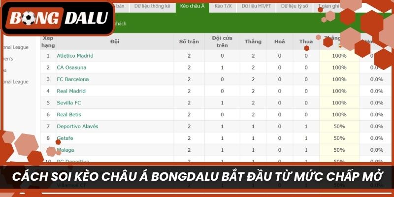 Cách soi kèo châu Á Bongdalu bắt đầu từ mức chấp mở